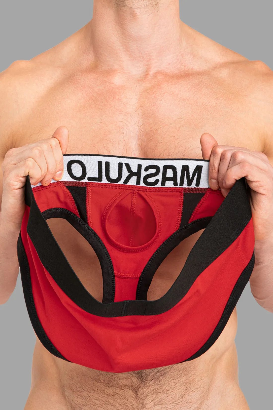 CAPTAIN - A Briefs with O - Inside - POUCH. Red and Black - Maskulo - MBR142 - Y3 - Maskulo EU Global Online Store