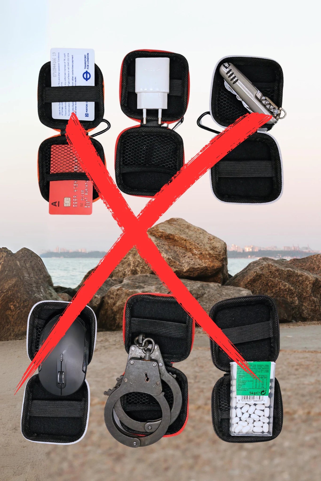 Jax Wanderlust. Mini Zip - Case with Carabiner. Black + Red - Maskulo - MCS103 - YX - Maskulo Global (EU) Store