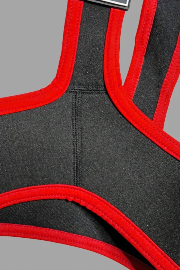 Zale Aquatorr Neoprene Chest Harness by Maskulo, black and red design. Stylish and comfortable accessory from Maskulo Global (EU) Store.