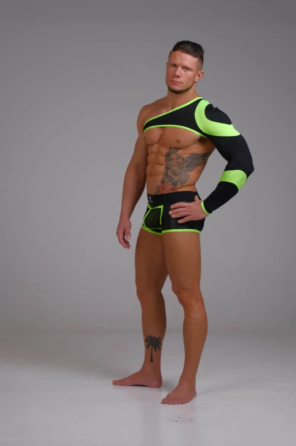 Youngero. Asymmetrical Long - Sleeved Crop Top. Green Neon - Maskulo - MTP151-Y1 - Maskulo EU Global Online Store