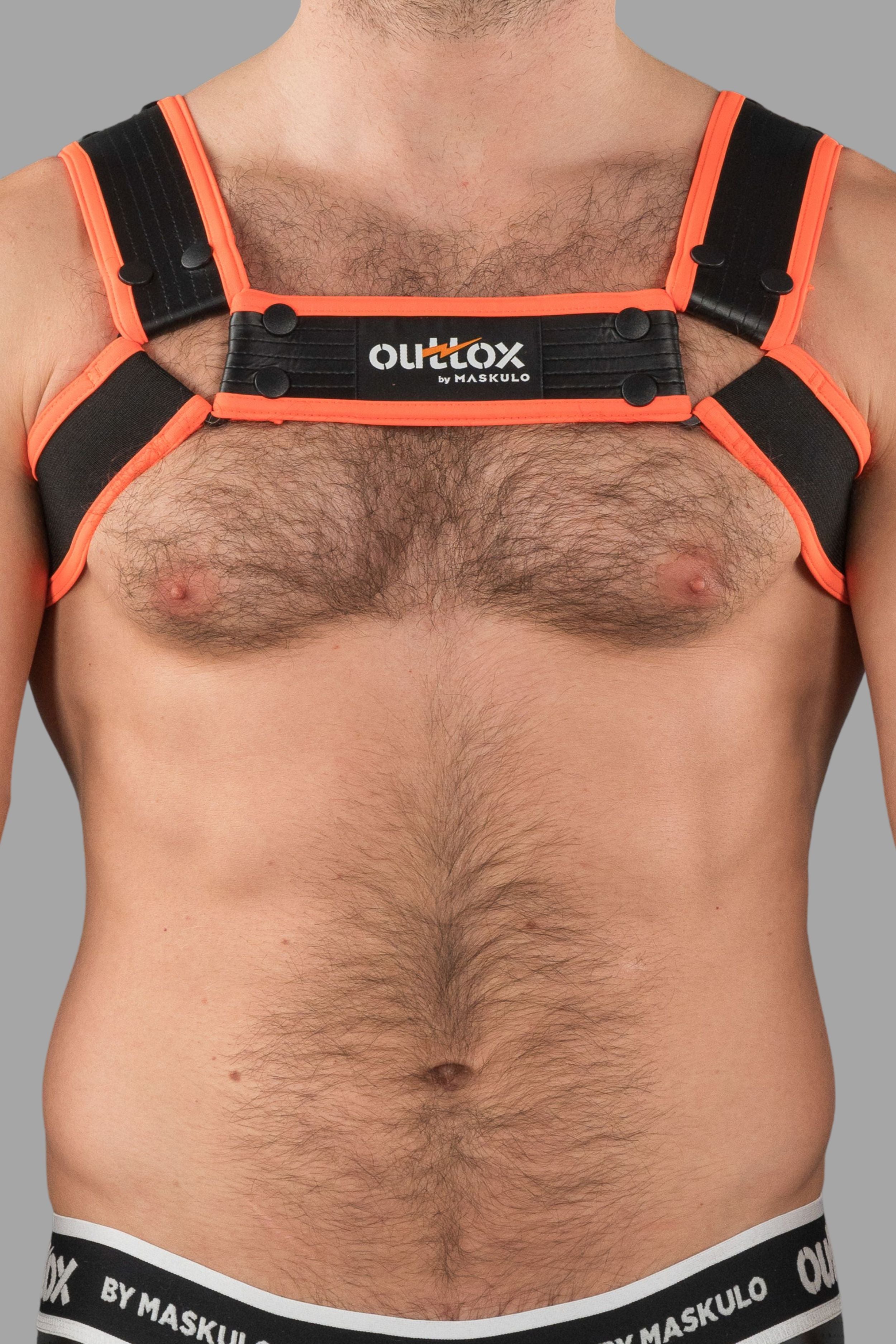 Outtox. Bulldog Harness with Snaps. Orange &