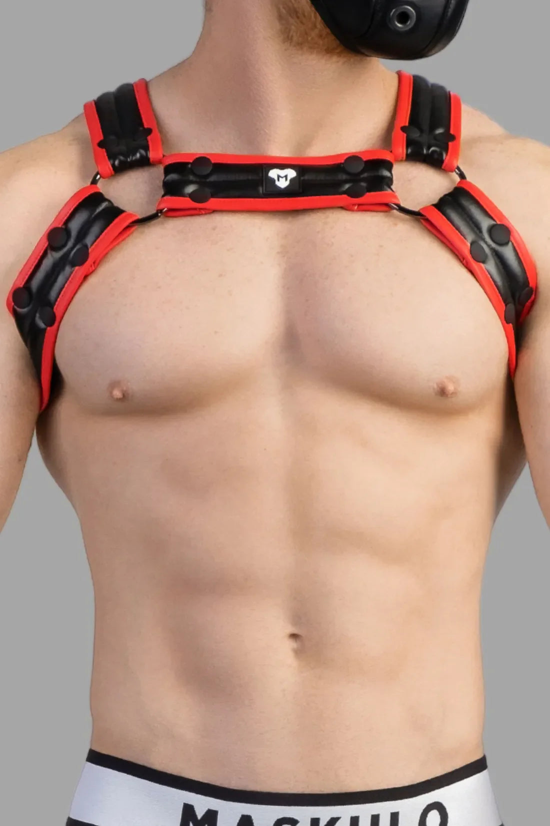 Armored Next. Harnais Bulldog pour homme. Rouge et noir