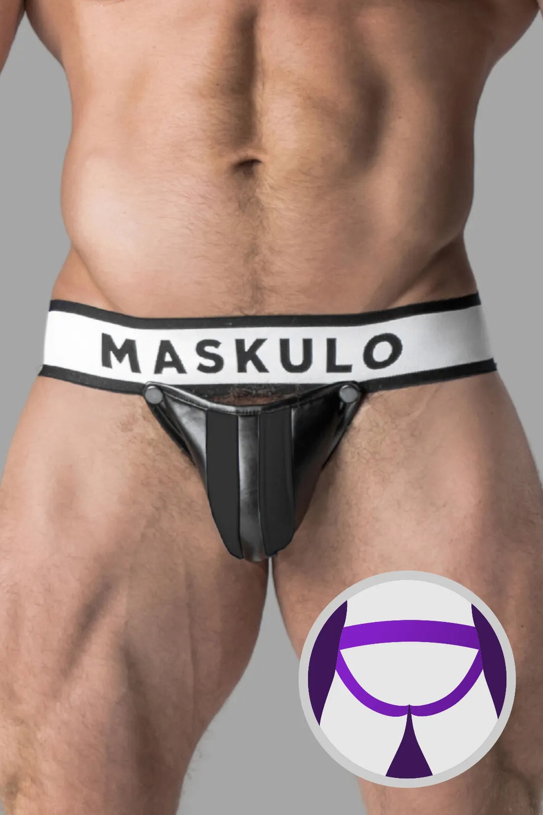 Armored. Deportista fetichista masculino. Bragueta desmontable. Negro+Blanco