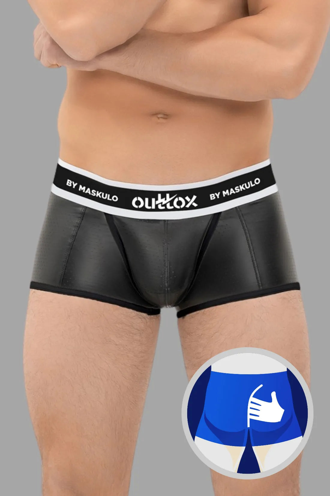 Outtox. Gewickelte Shorts mit Druckknopfverschluss. Schwarz