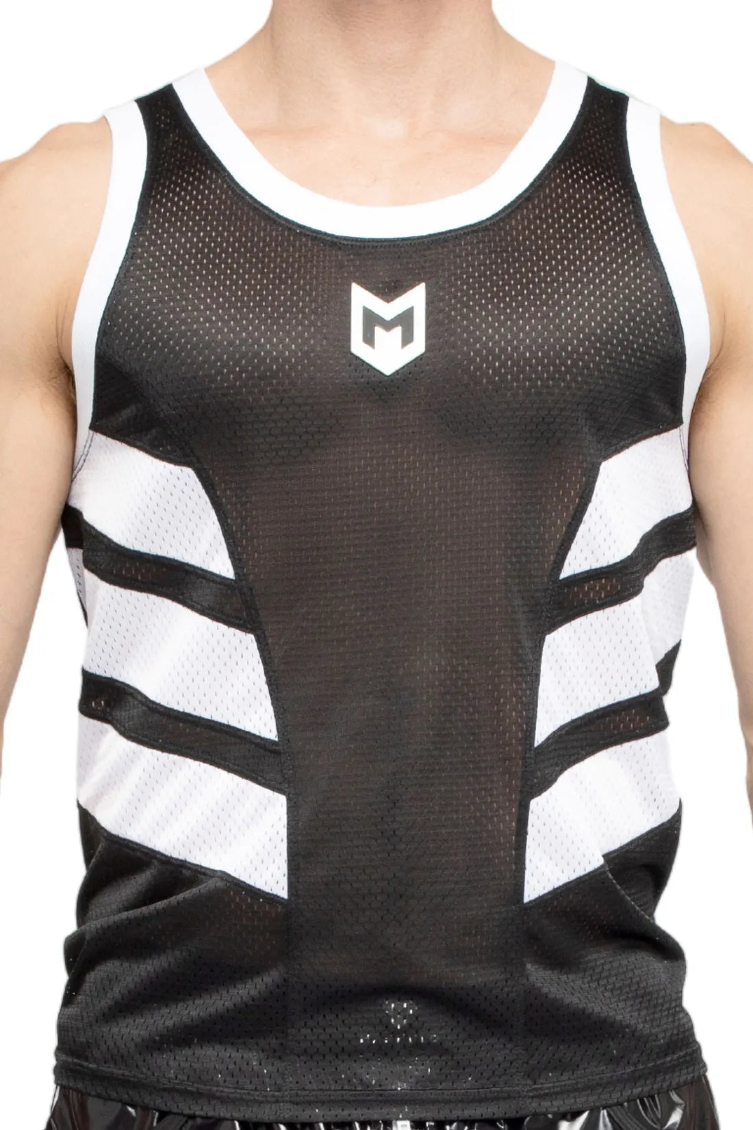 Schedela. Mesh-tanktop. Zwart+Wit