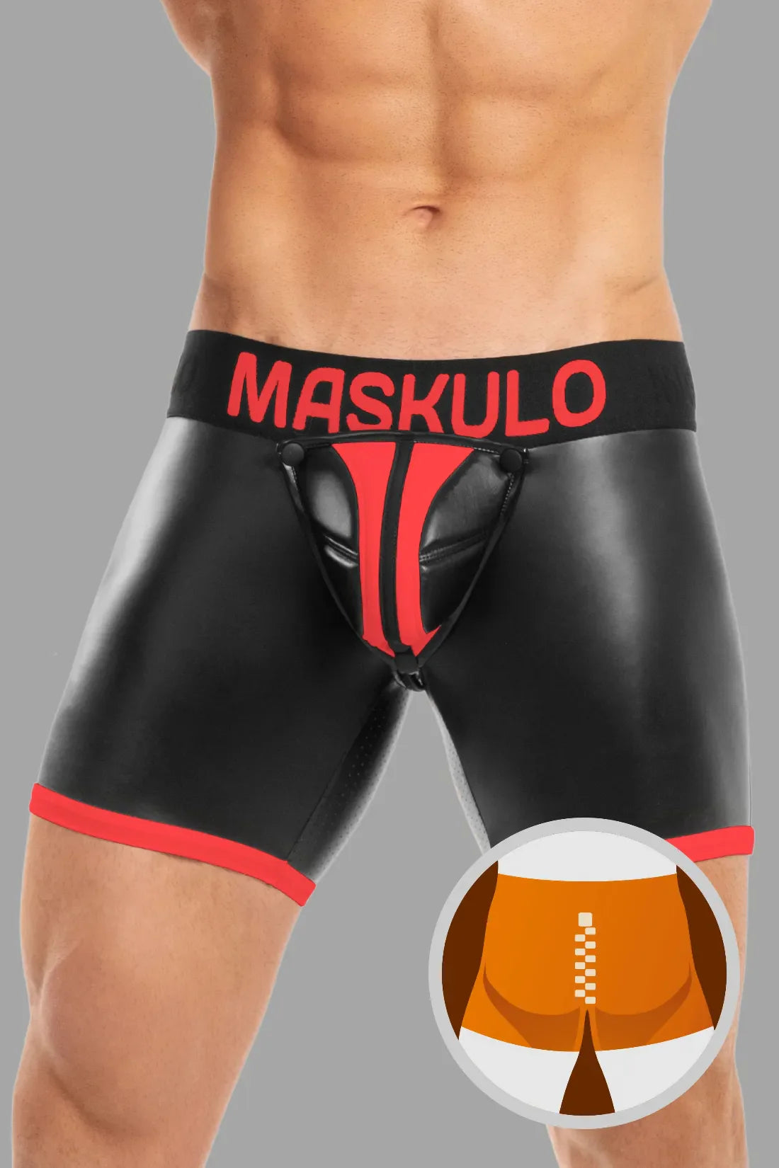 Basic Shorts with Pads. Zippered rear. Black and Red