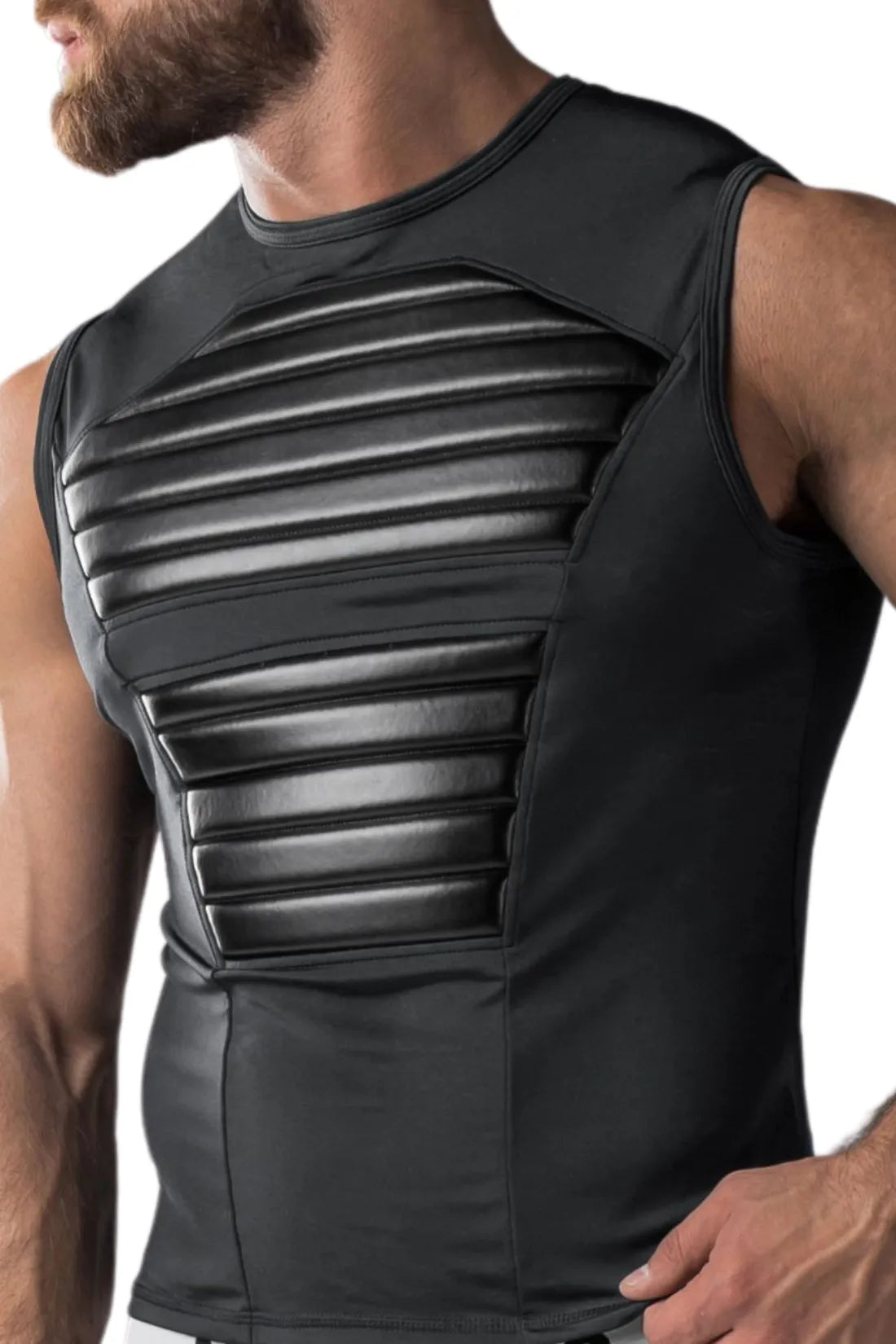 Gepanzert. Tanktop für Herren. Spandex. Vorderpolster. Schwarz