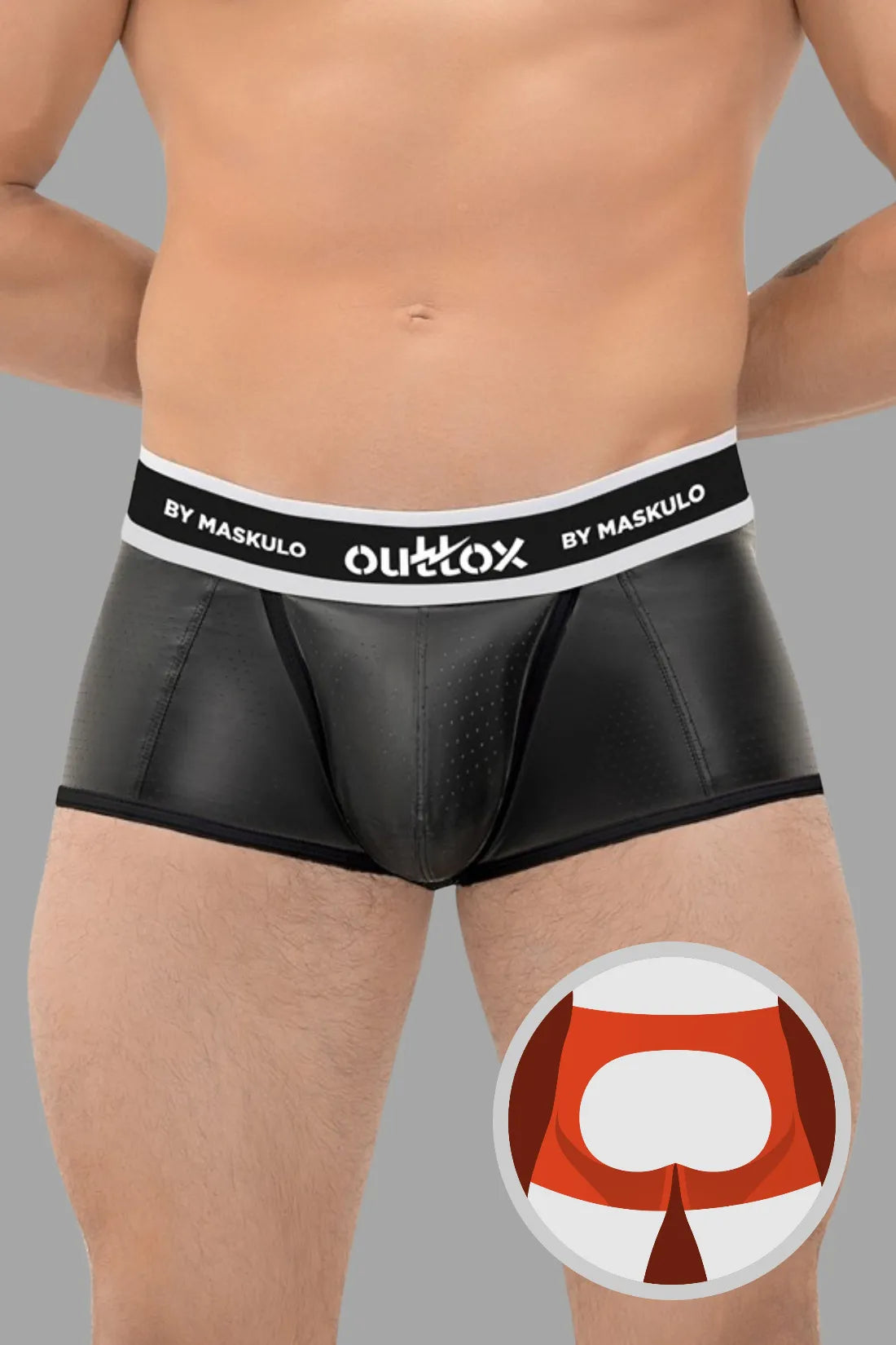 Outtox. Short de coffre arrière ouvert avec pièce à pression. Noir