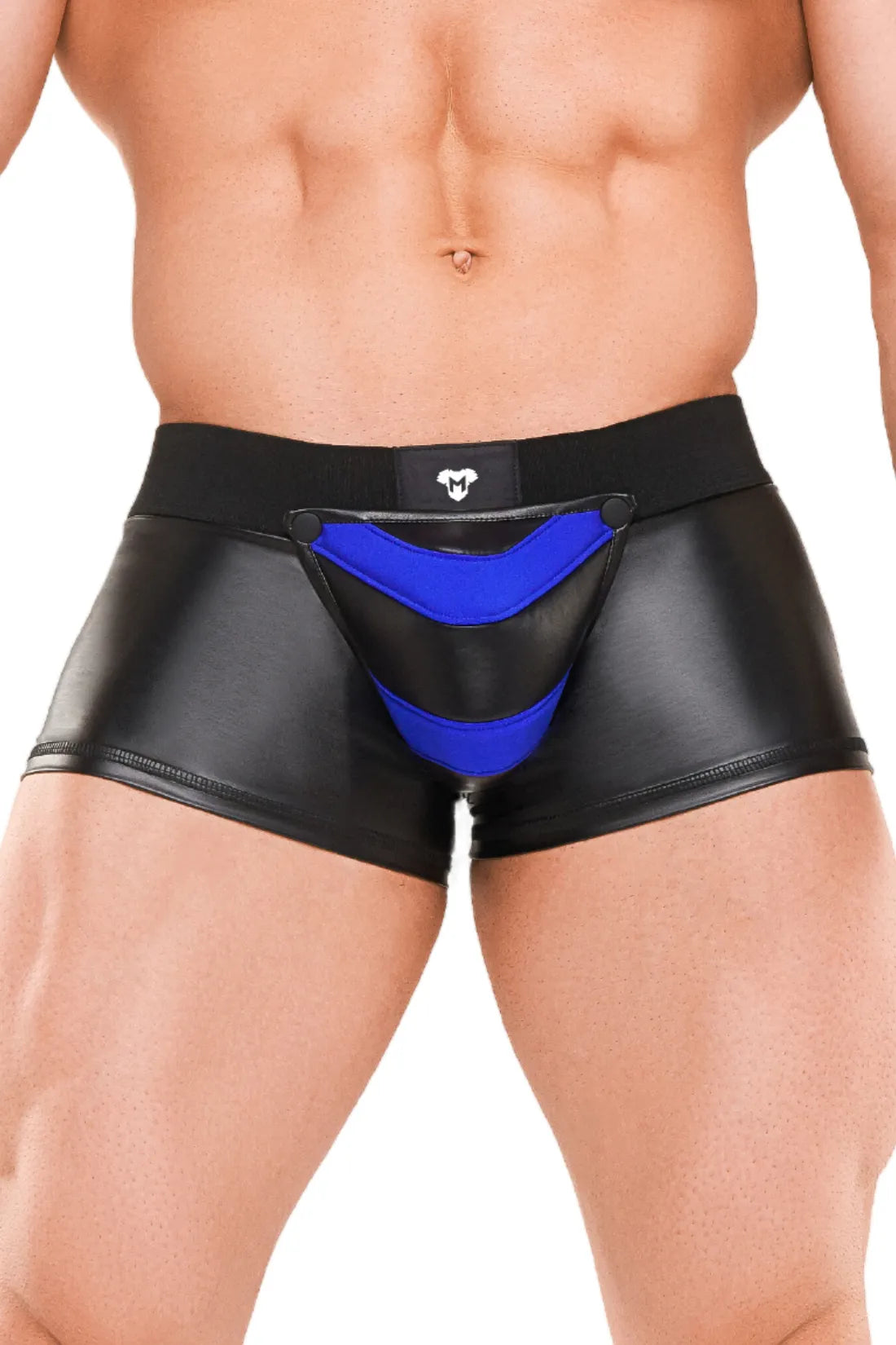 Gepantserde volgende. Trunkshort voor heren. Zwart+Blauw &