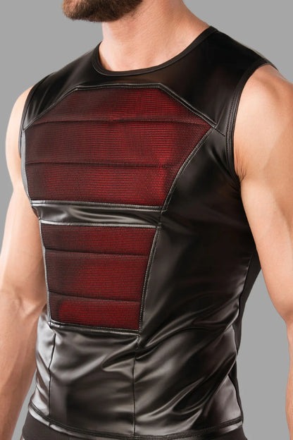 Armored. Color-Under. Tanktop für Herren. Vorderpolster. Schwarz und Rot