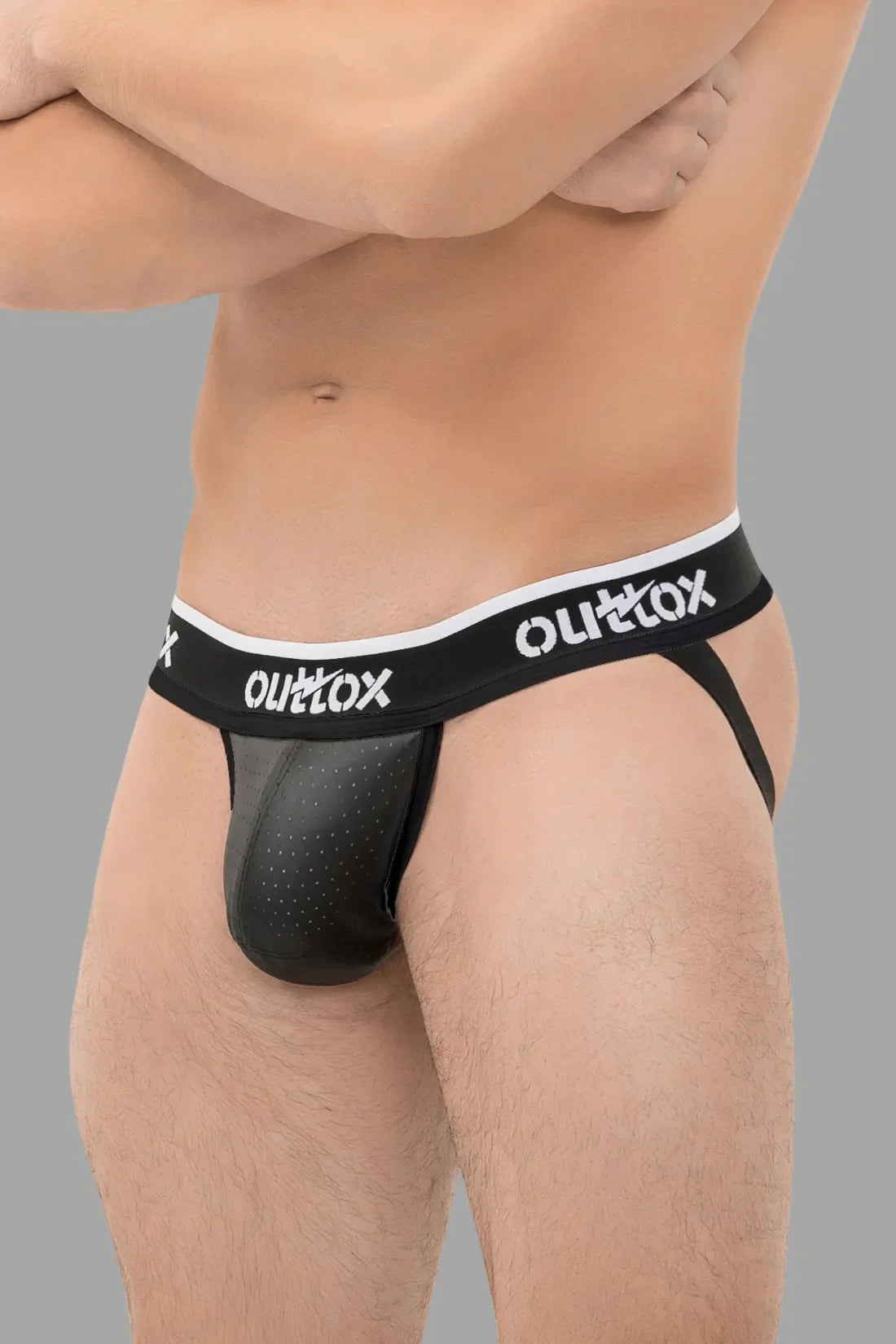 Outtox. Jock met snap-codpiece. Zwart