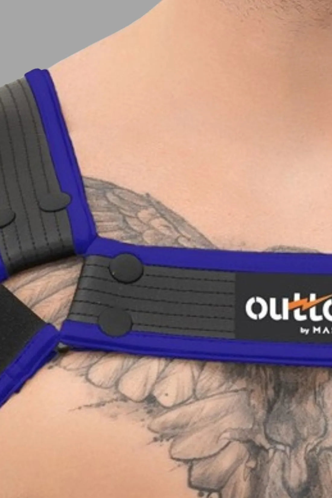 Outtox. Harnais Bulldog avec boutons-pression. Noir et bleu