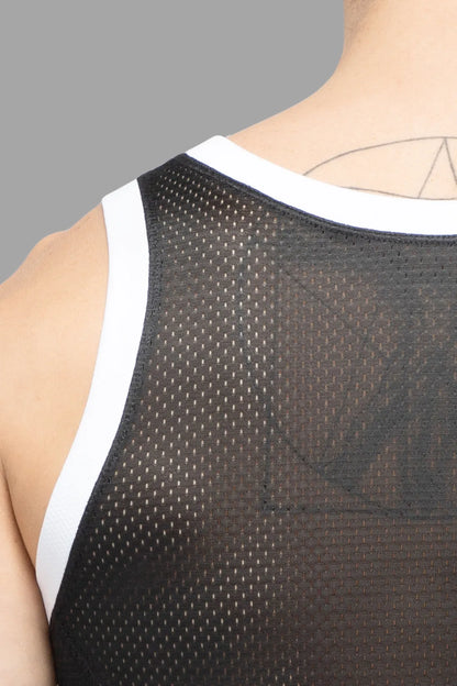 Schedela. Mesh-tanktop. Zwart+Wit