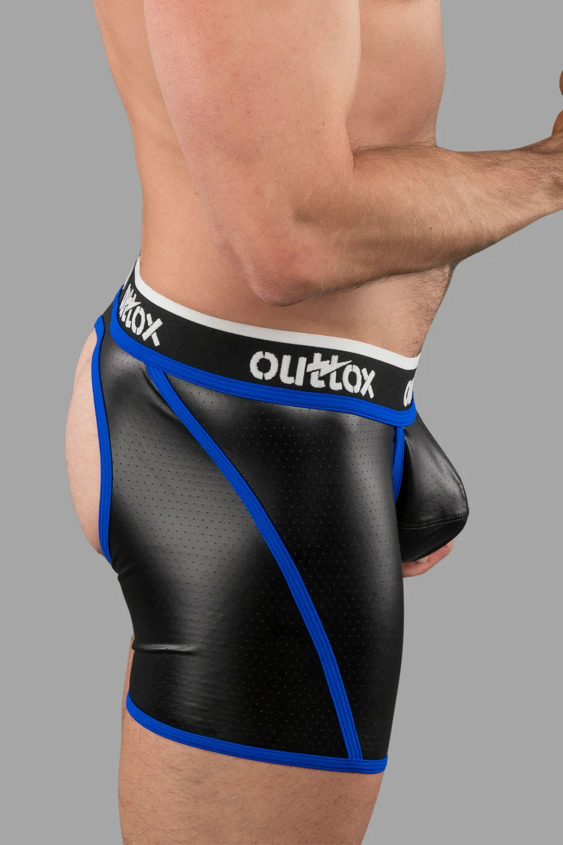 Outtox. Pantalones cortos traseros abiertos con bragueta a presión. Azul