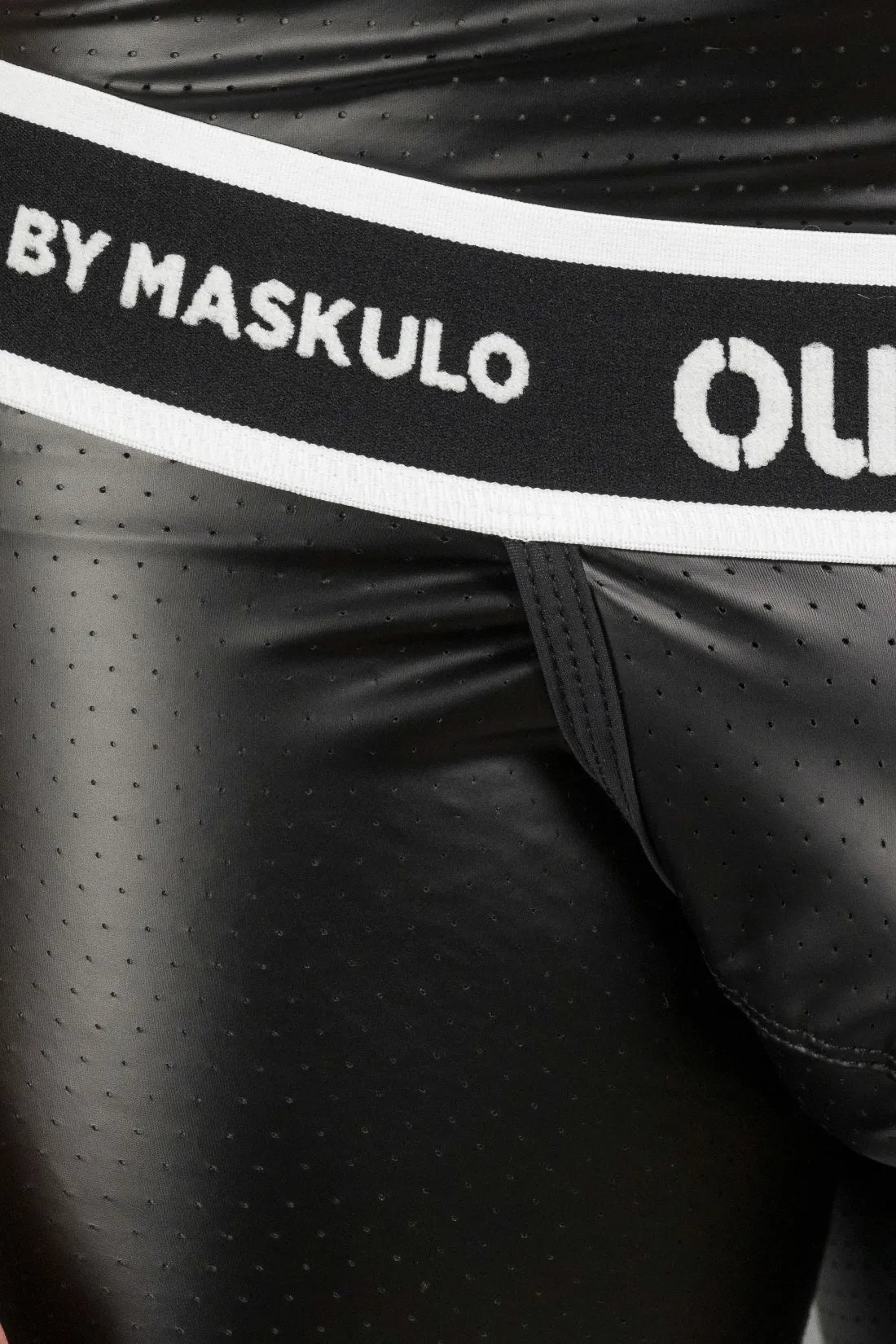 Outtox. Wrapped Rear Shorts with Snap Codpiece. Black