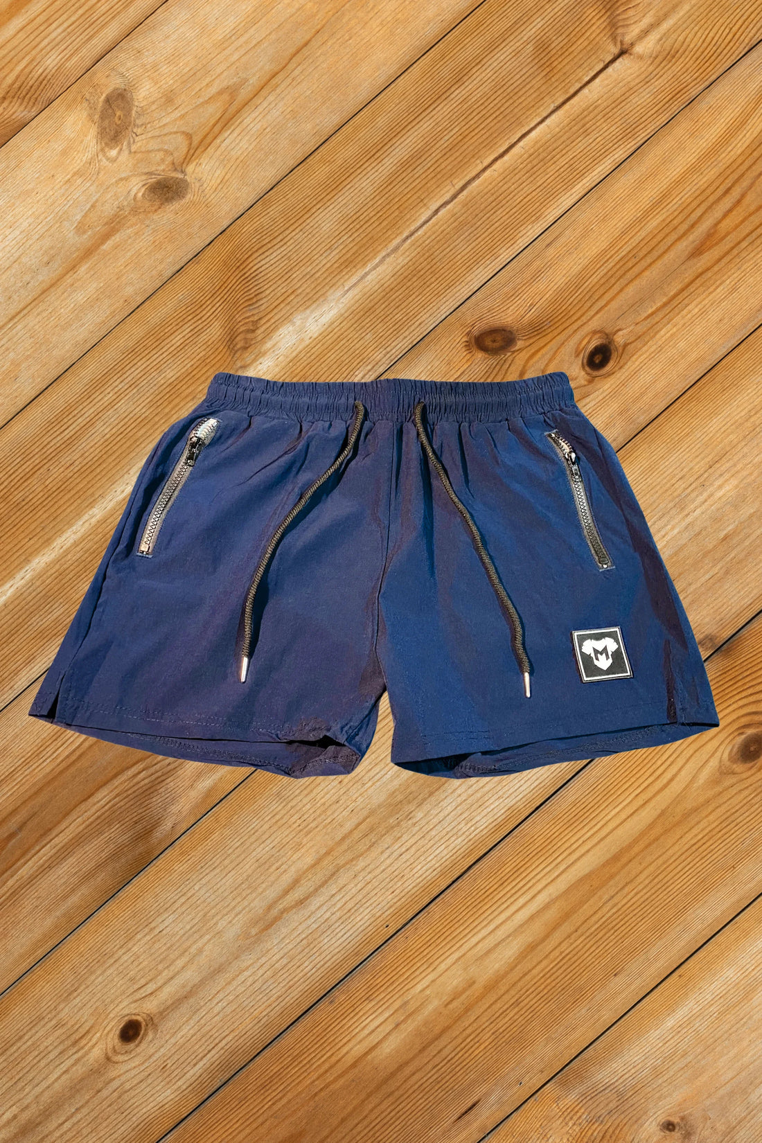 Jedd Synther soft shorts with zip pockets. Navy Blue