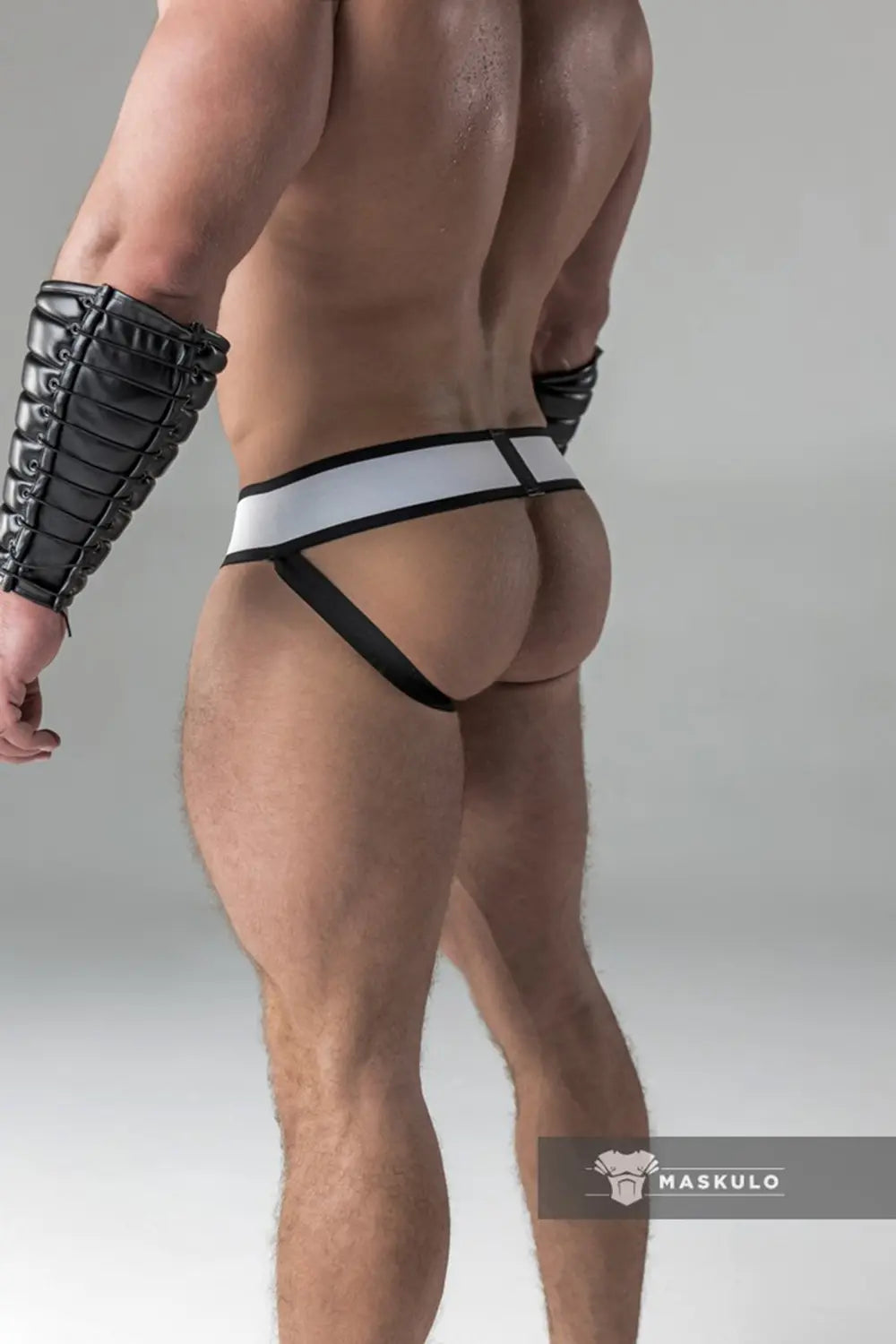 Jockstrap pour homme. Braguette amovible. Noir et rouge
