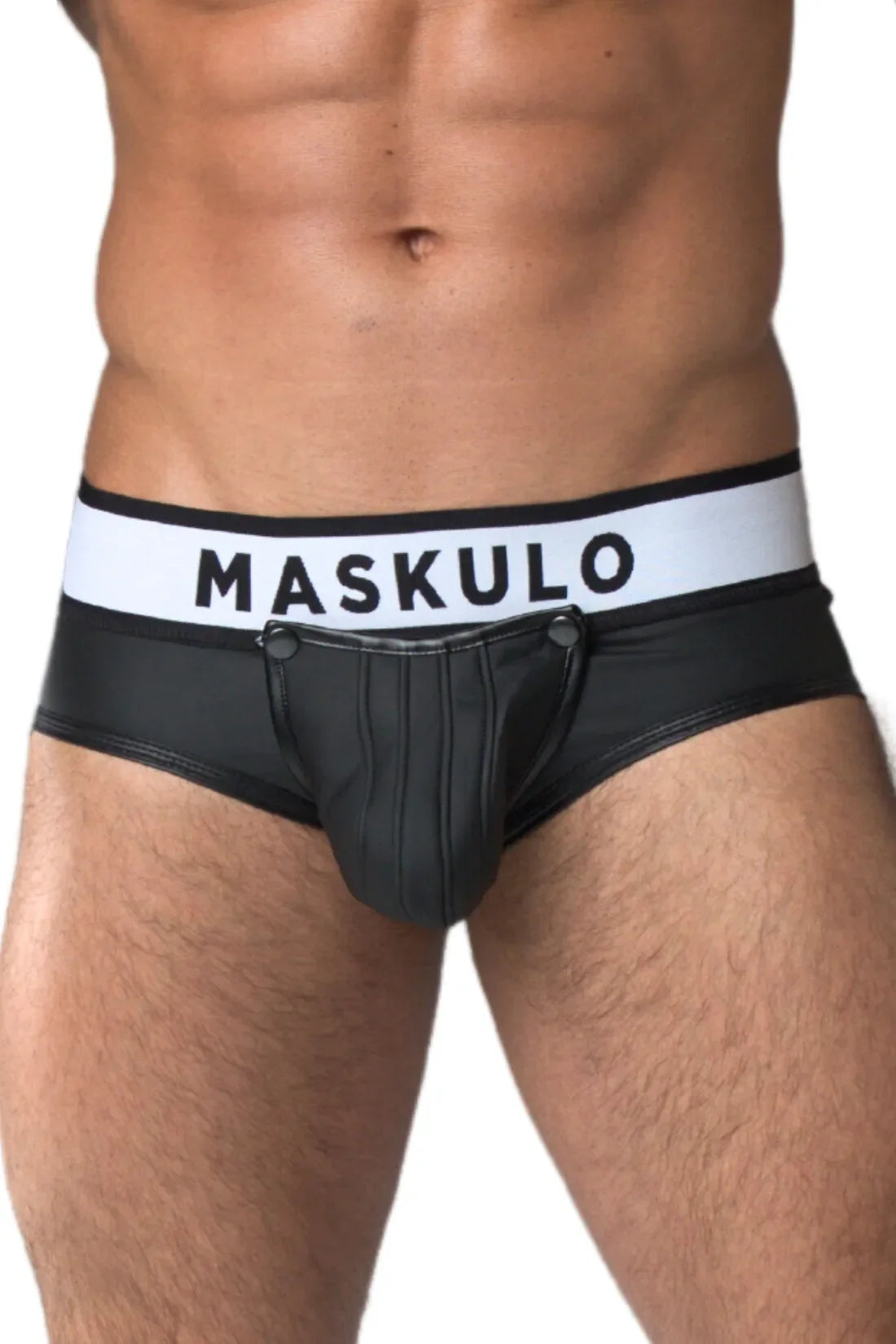 Armored. Rubber look Briefs. Detachable Pouch. Black