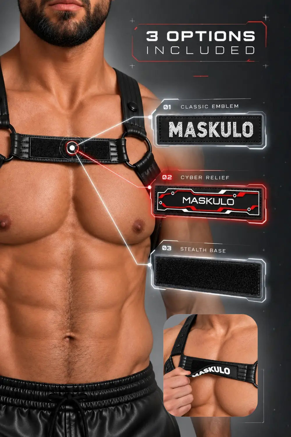 Vance Gridlock. Body Harness of PU Leather
