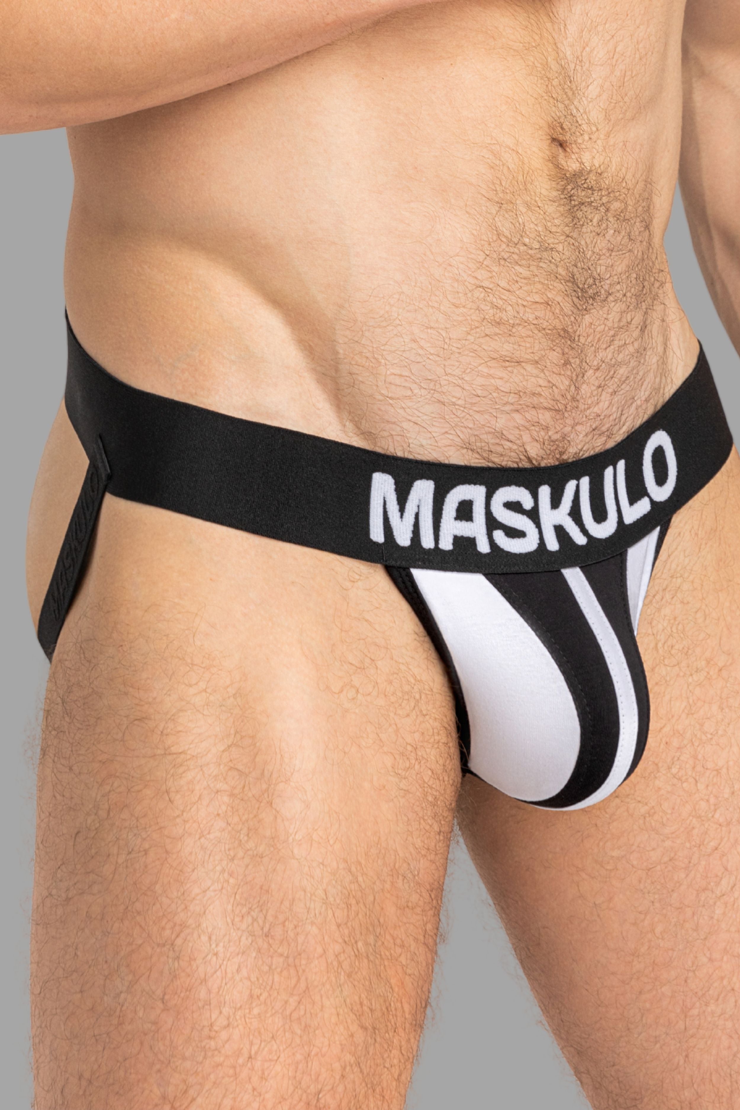 TIGER Jock con POUCH-SNAP. Blanco+Negro