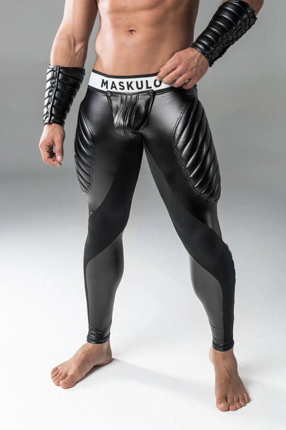 Blindado. Leggings fetiche para hombre. Bragueta. Parte trasera con cremallera. Negro