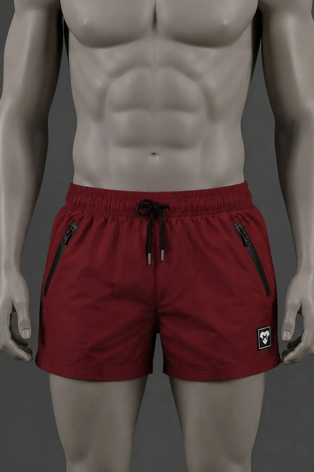 Jedd Synther weiche Shorts mit Reißverschlusstaschen. Rot Dunkel