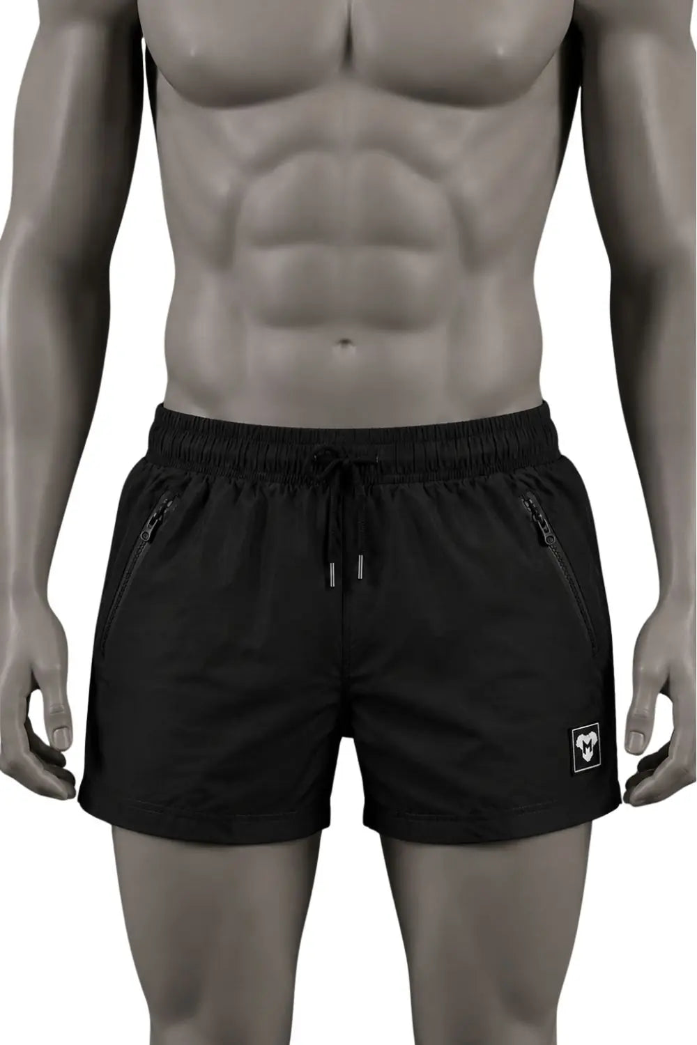 Jedd Synther Weiche Shorts mit Reißverschlusstaschen. Schwarz