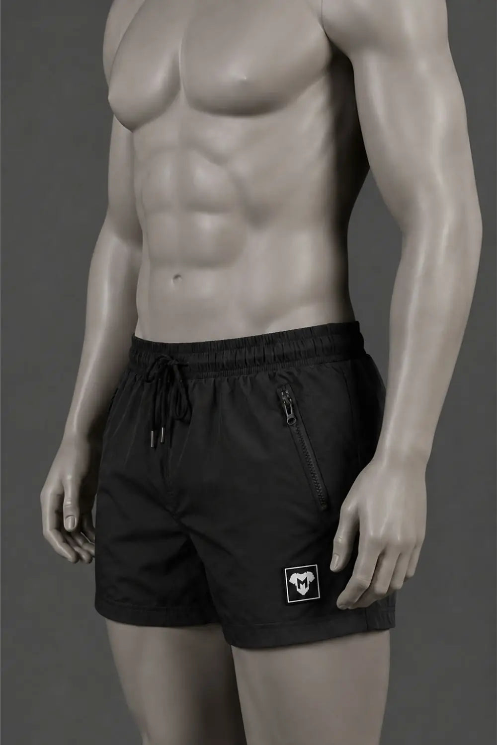 Jedd Synther Weiche Shorts mit Reißverschlusstaschen. Schwarz