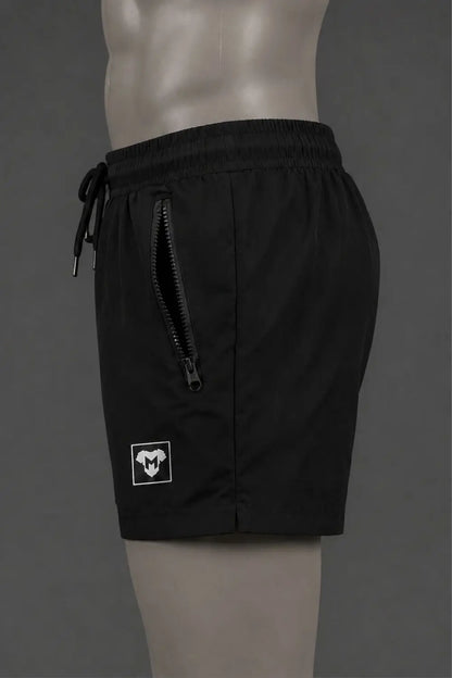 Jedd Synther Weiche Shorts mit Reißverschlusstaschen. Schwarz