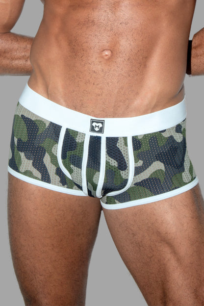 Jim Steelguard Mesh-trunks. Camouflage + Wit