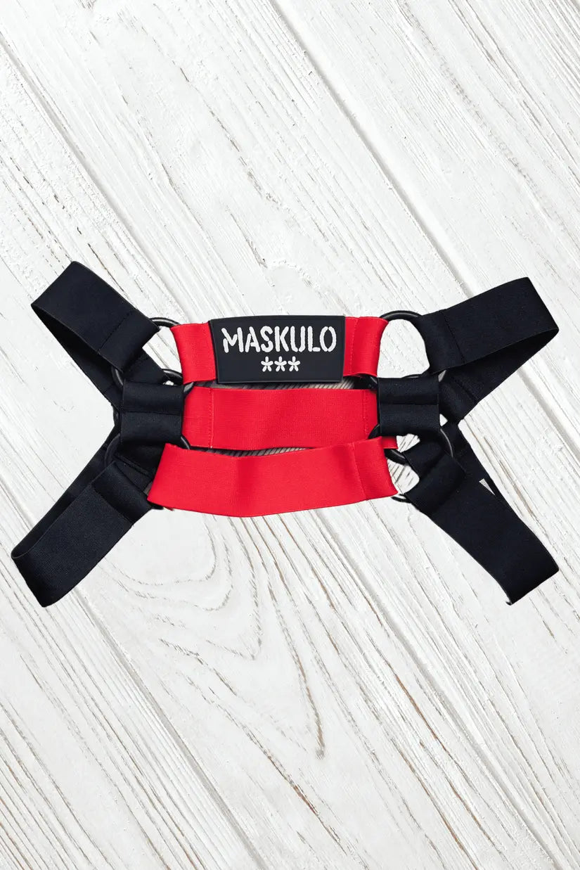 Blake Tropix. Elastic Bulldog Harness. Red