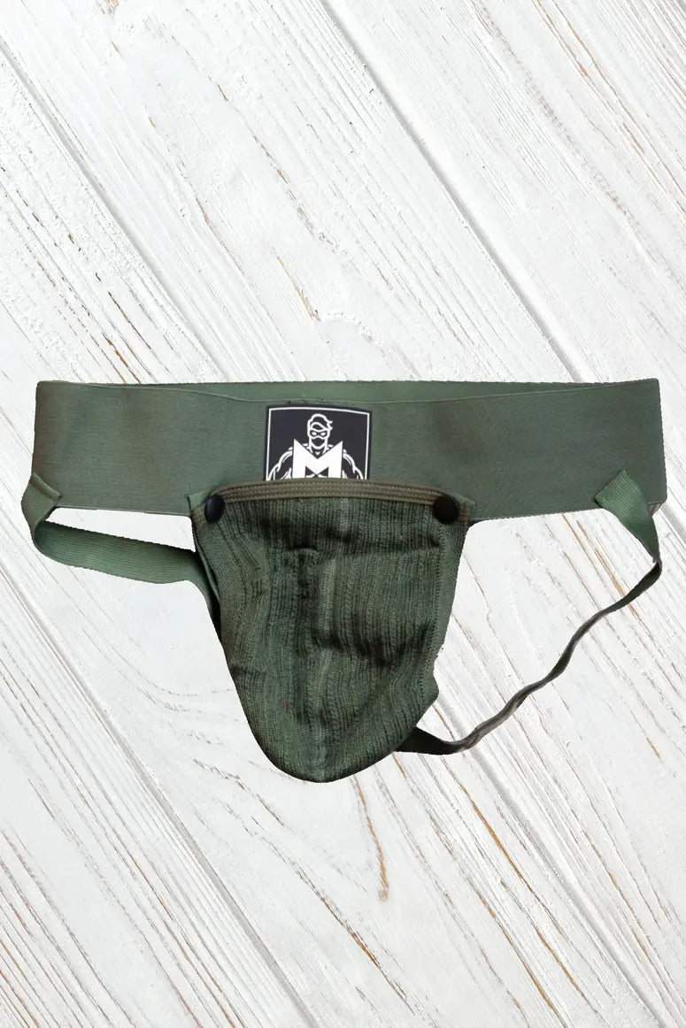 Gary Cyclone. Jockstrap con Bolsillo Desmontable. Verde Militar