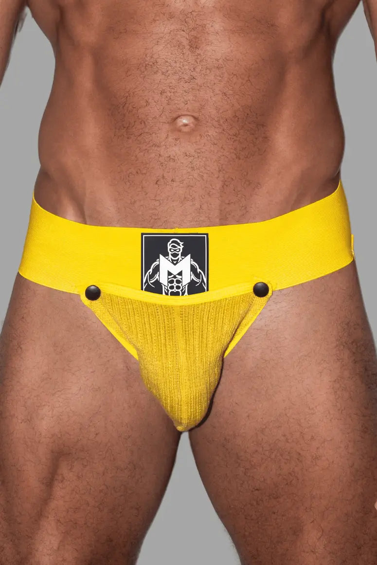 Brad Cyclone. Jockstrap avec Poche Amovible. Jaune