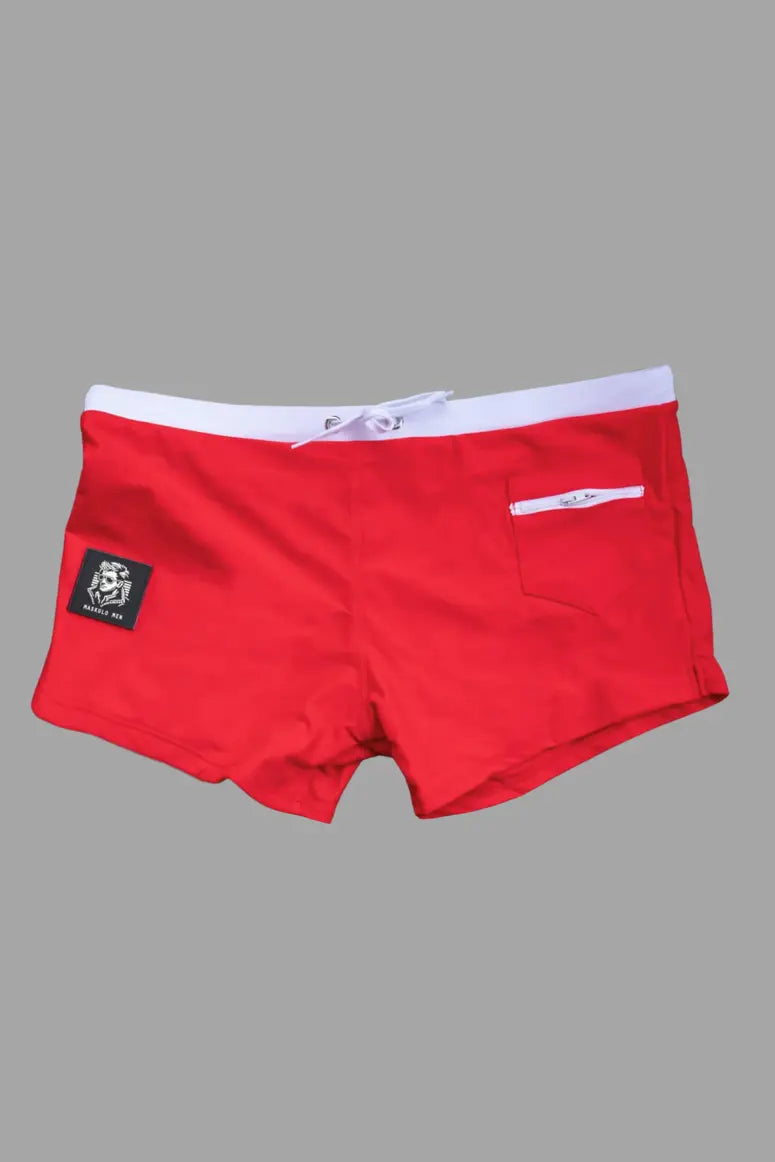 Derek Chase. Shorts de Club avec Poche. Rouge + Blanc