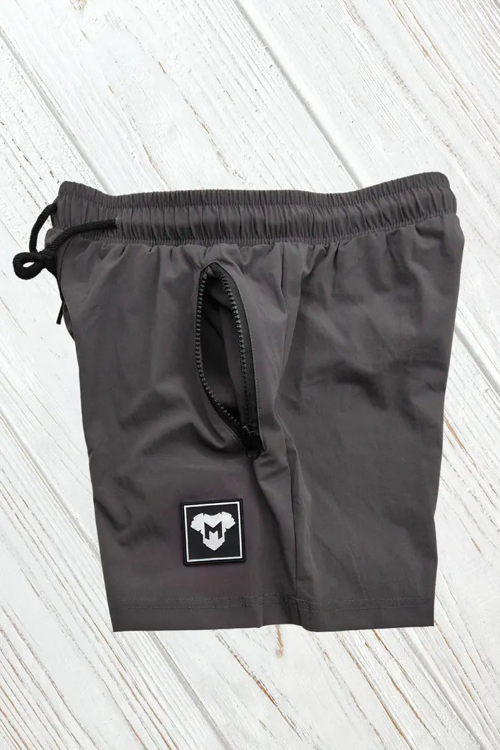 Jedd Synther Soft Shorts with Zip Pockets. Grey Steel