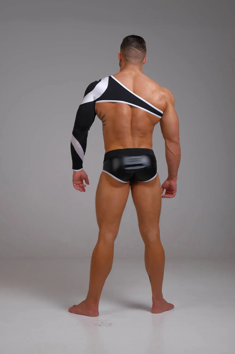 Youngero. Asymmetrical Long-Sleeved Crop Top. White Neon