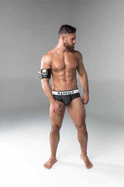 Armored. Rubber look Briefs. Detachable Pouch. Black - Maskulo - MBR108-Y1 - Maskulo EU Global Online Store