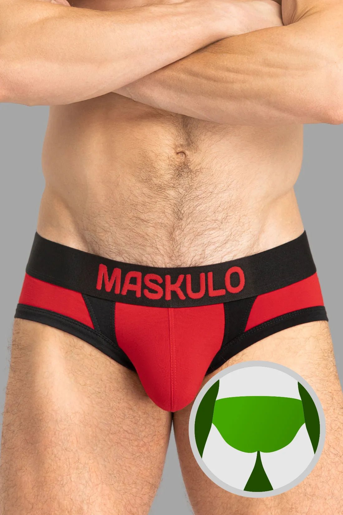 CAPTAIN - A Briefs with O - Inside - POUCH. Red and Black - Maskulo - MBR142 - Y3 - Maskulo EU Global Online Store