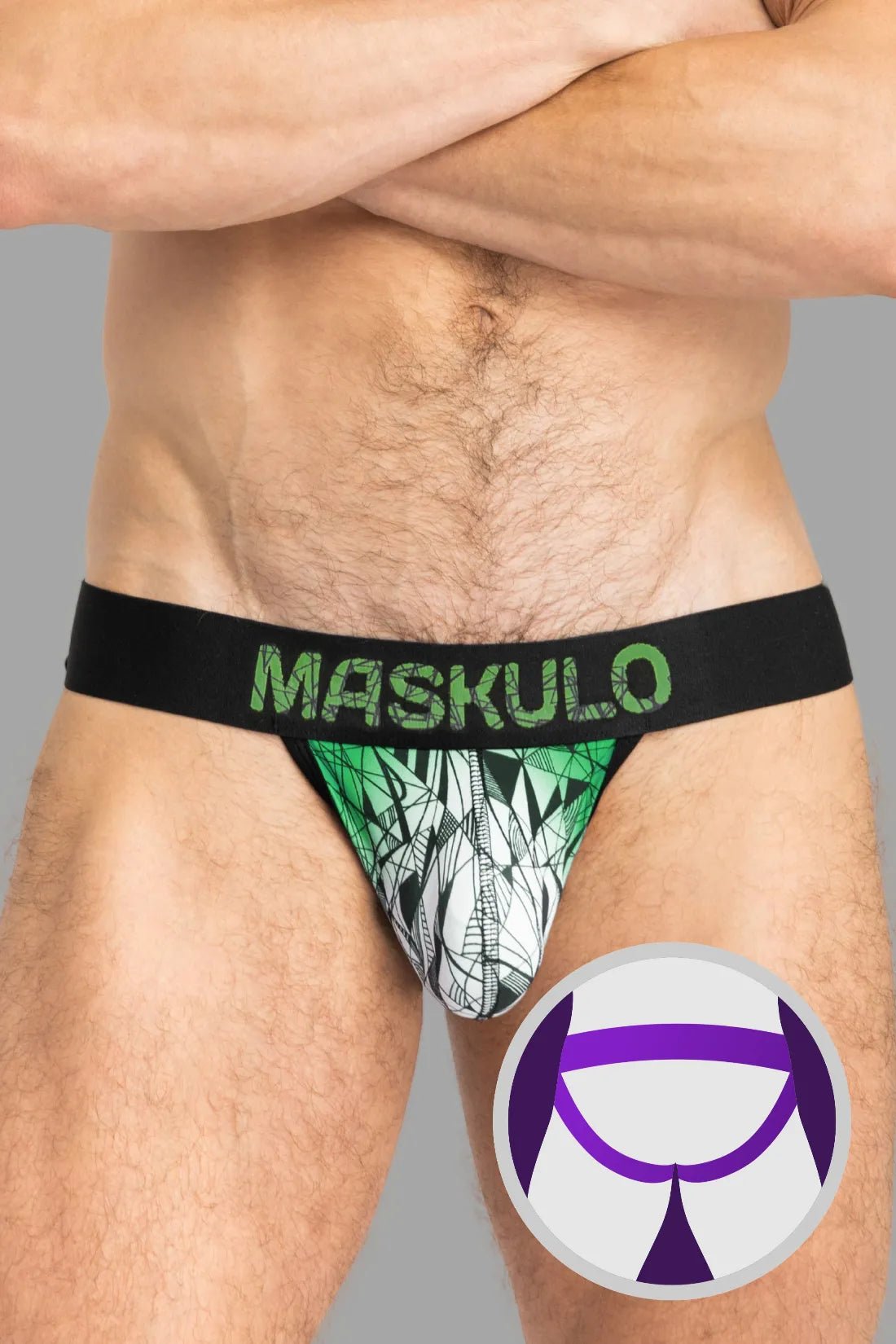 ARMOR Jock with ART - X effect. Black and Green - Maskulo - MJS157 - Y2 - Maskulo Global (EU) Store