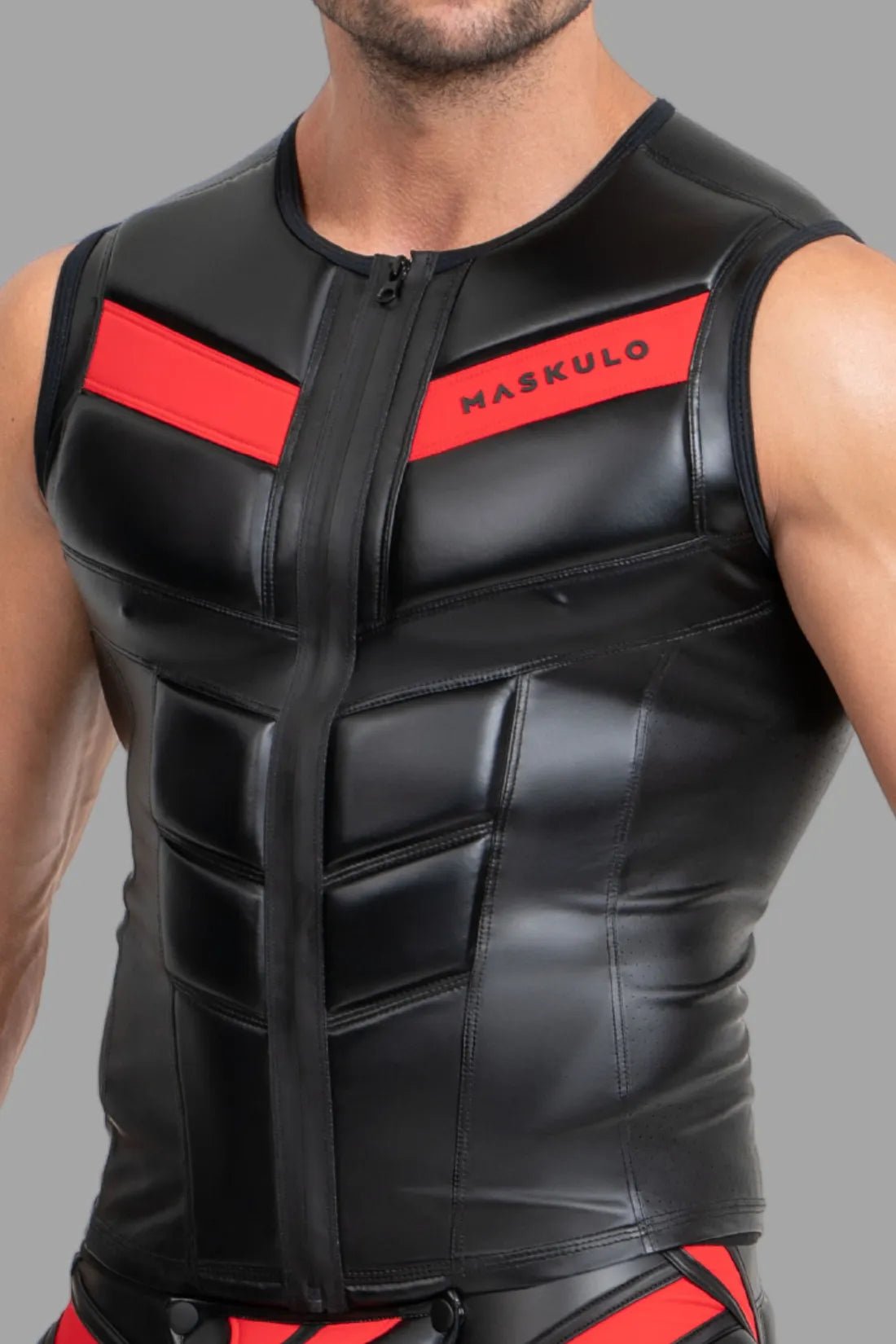 Zippered Vest. Black and Red - Maskulo - MTP108 - Y2 - Maskulo Global (EU) Store