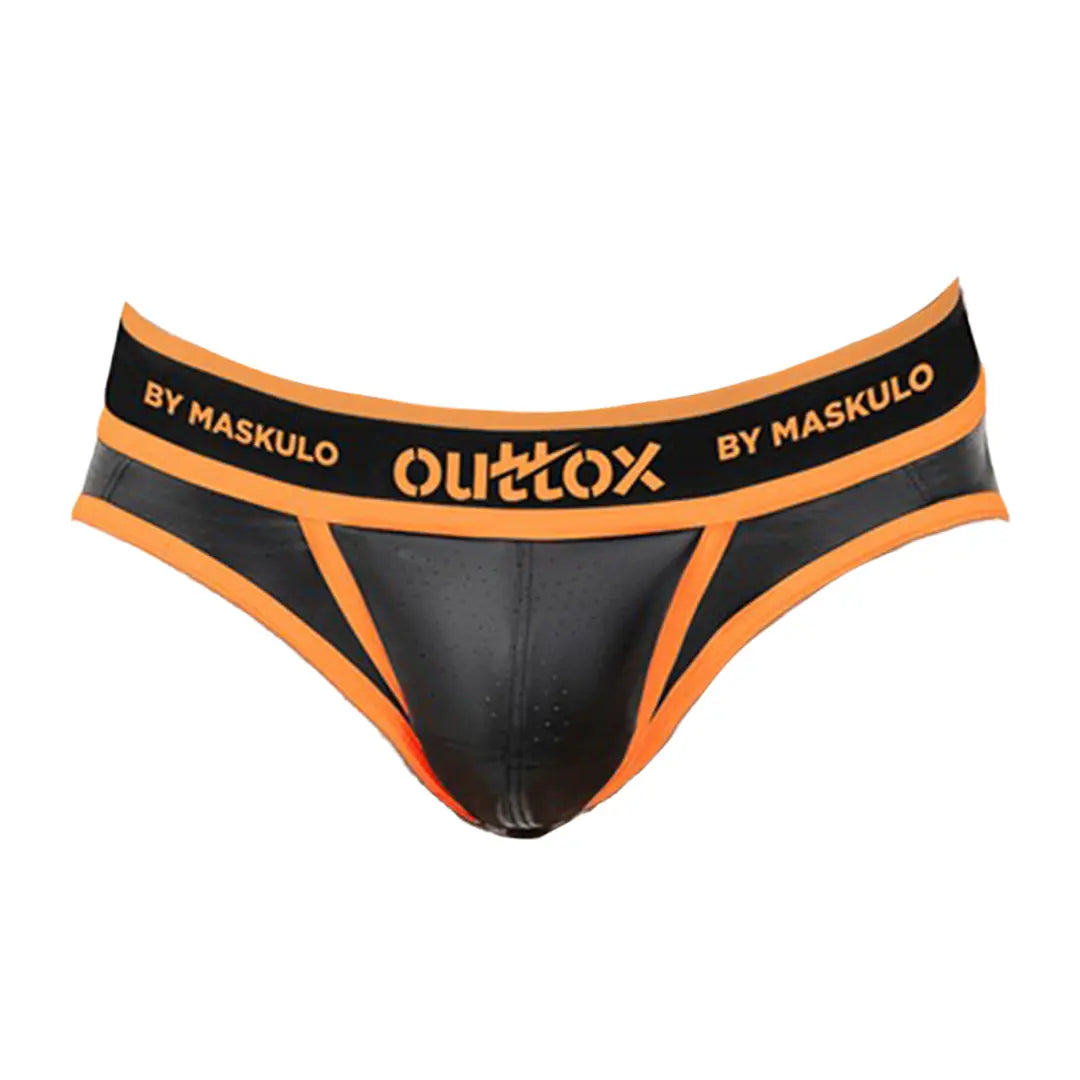 Outtox. Open Rear Briefs with Snap Codpiece. Orange &