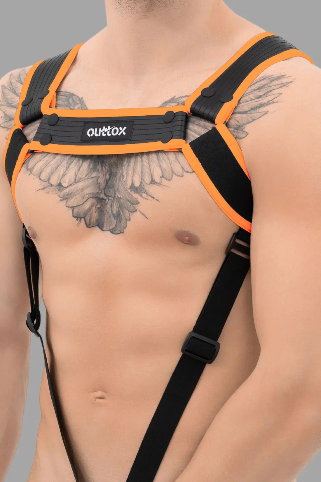 Outtox. Body Harness with Snaps. Black and Orange - Outtox - XHR114 - Y1 - Maskulo Global (EU) Store