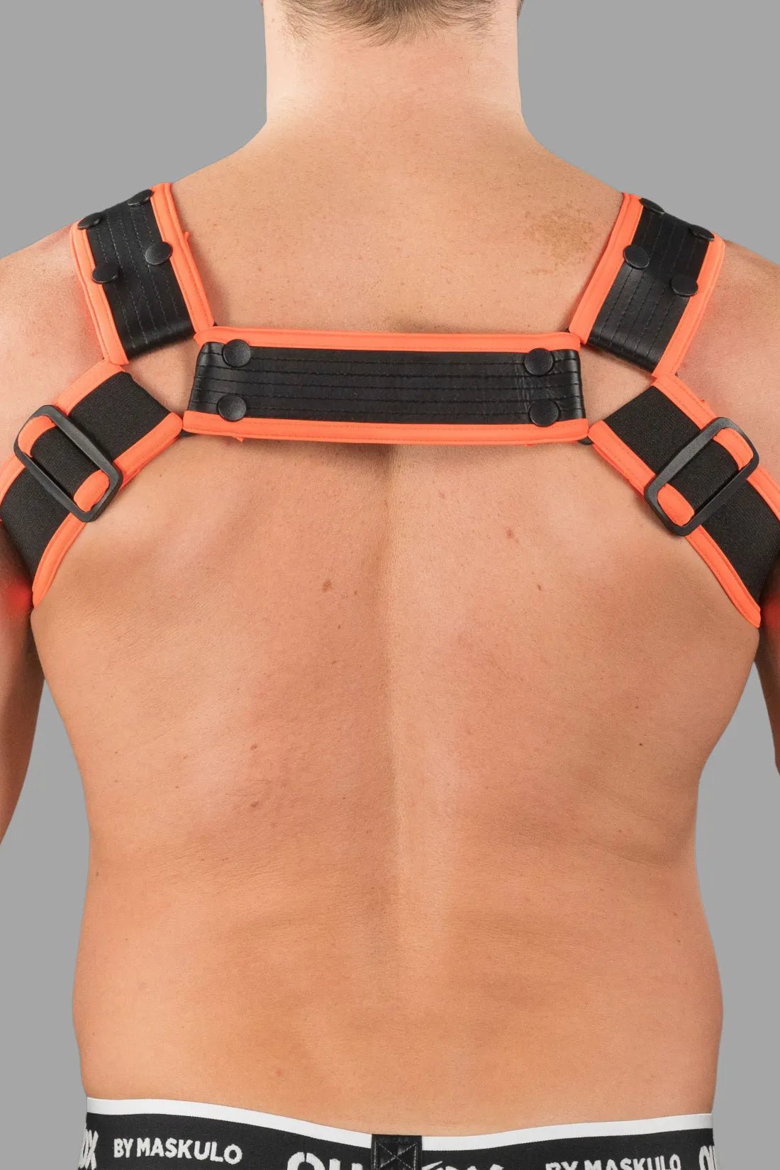 Outtox by Maskulo. Bulldog Harness with Snaps. Black and Orange - Outtox - XHR121 - Y1 - Maskulo Global (EU) Store