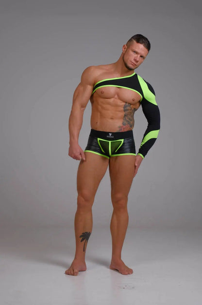 Youngero. Asymmetrical Long - Sleeved Crop Top. Green Neon - Maskulo - MTP151-Y1 - Maskulo EU Global Online Store
