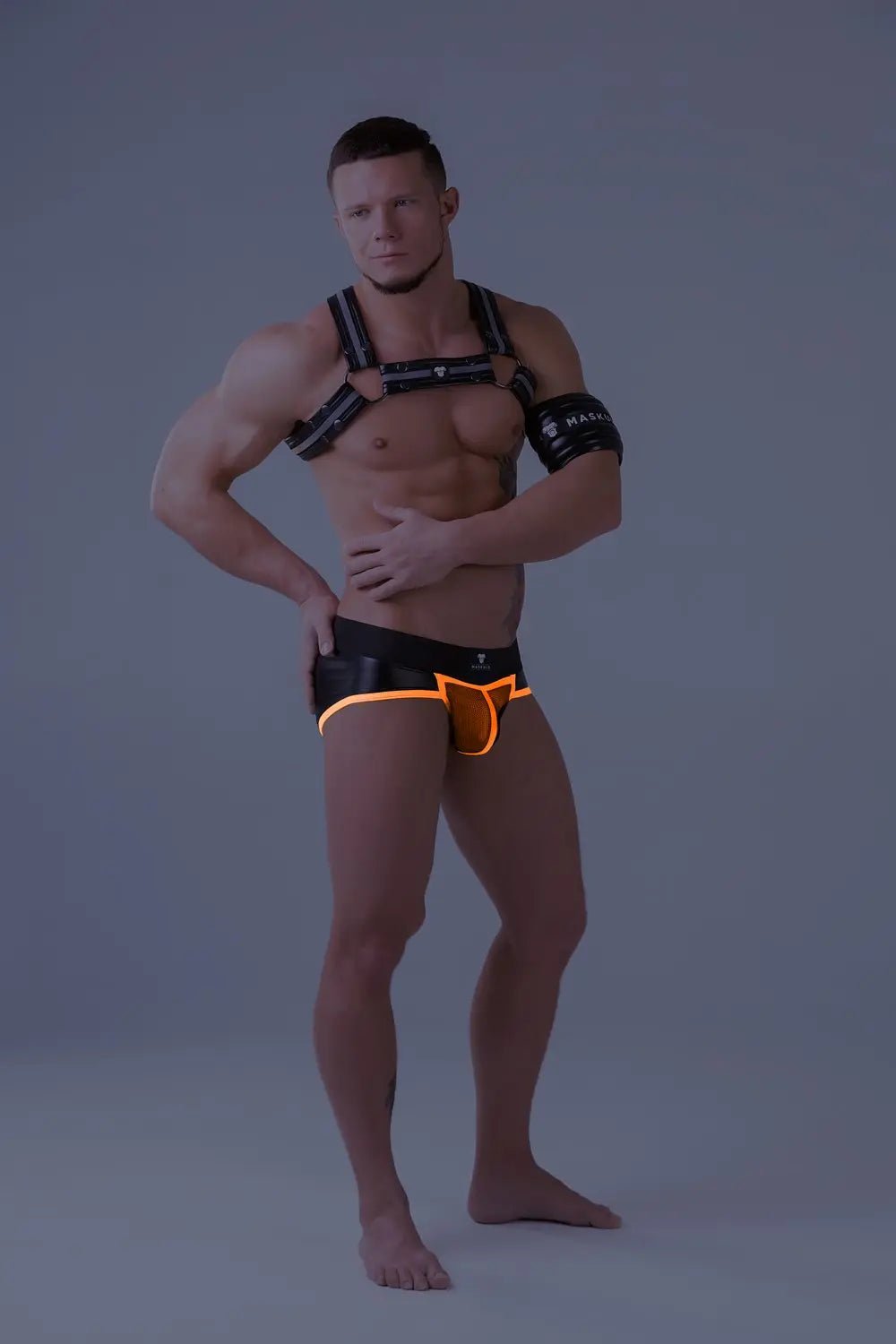 Youngero. Briefs. Mesh Codpiece. Zippered Rear. Orange Neon - Maskulo - MBR161-Y1 - Maskulo EU Global Online Store