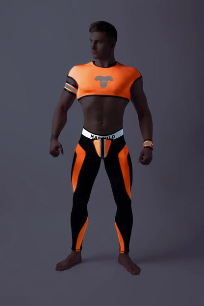 Youngero. Leggings, regular rear. Codpiece. Orange Neon - Maskulo - MLG148-Y1 - Maskulo EU Global Online Store