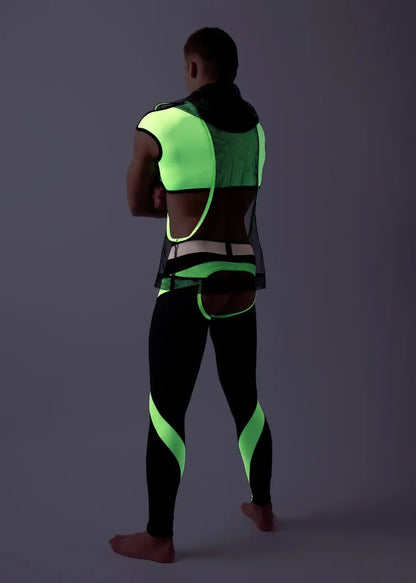 Youngero. Leggings with codpiece. Open Rear. Green Neon - Maskulo - MLG144-Y1 - Maskulo EU Global Online Store