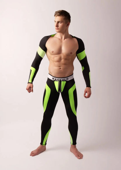 Youngero. Leggings, zippered rear. Codpiece. Green Neon - Maskulo - MLG159-Y1 - Maskulo EU Global Online Store